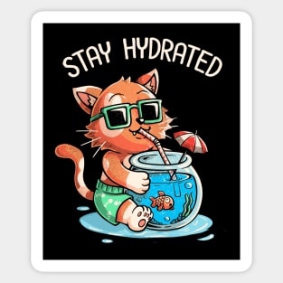 Stay Hydrated Cat Summer Fish by Tobe Fonseca Sticker